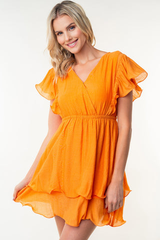 Full Size Short Sleeve Woven Layered Dress