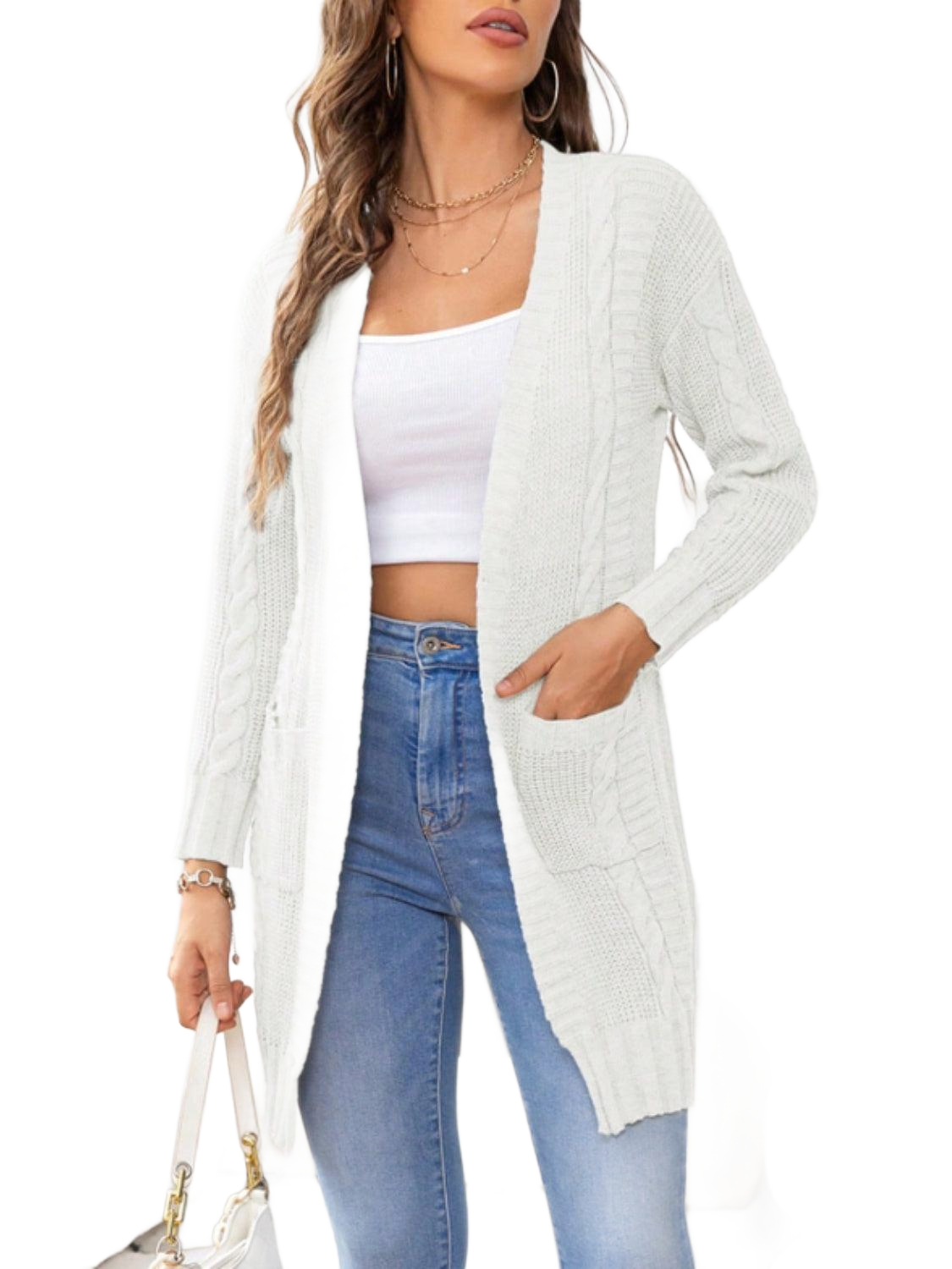 Open Front Long Sleeve Cardigan