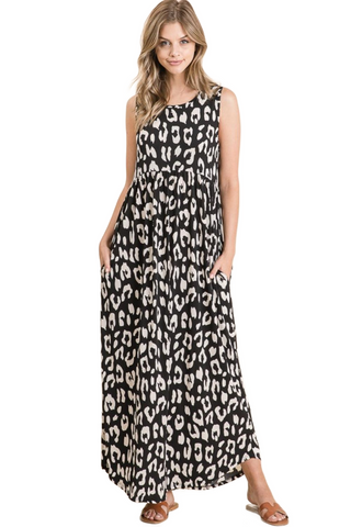 Leopard Maxi Dress with Pockets