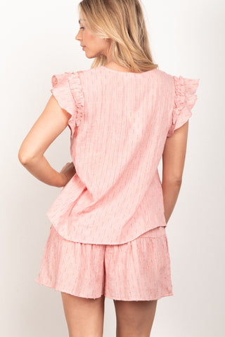 Ruffle Cap Sleeve Top & Shorts Set