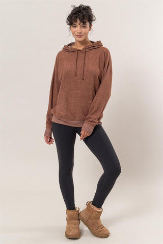 HAYFEVER Brushed Long Sleeve Hoodie with Kangaroo Pocket