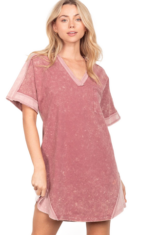 Short Sleeve V-Neck Tee Dress