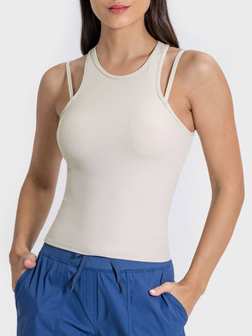 Cutout Round Neck Racer back Active Tank