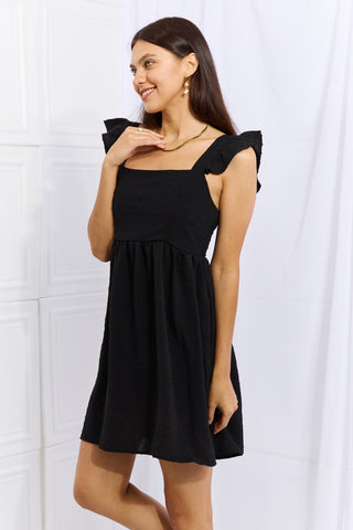 Full Size Empire Line Ruffle Sleeve Dress