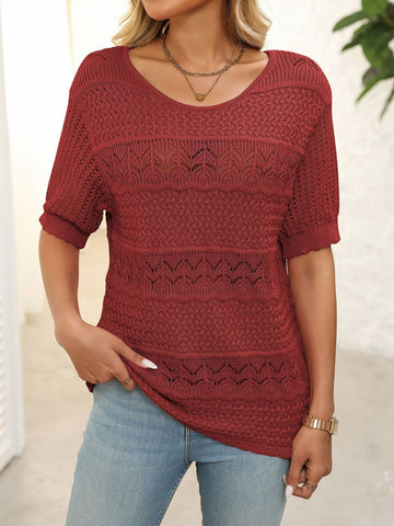 Round Neck Half Sleeve Knit Top