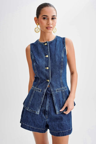 WOMEN FASHION DENIM TWO-PIECE SET