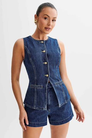 WOMEN FASHION DENIM TWO-PIECE SET