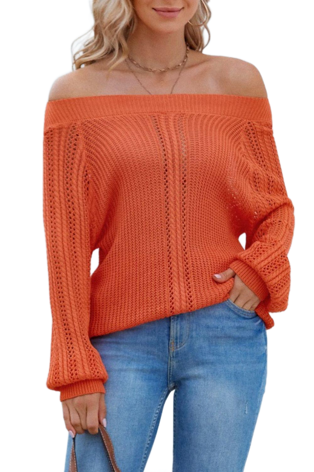 Off-Shoulder Long Sleeve Sweater