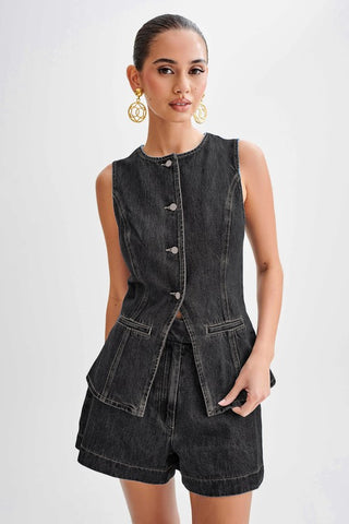 WOMEN FASHION DENIM TWO-PIECE SET