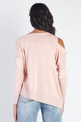 Cold Shoulder Long Sleeve Knit Top