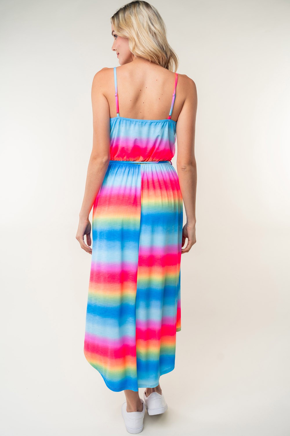 Full Size Ombre Striped Midi Cami Dress