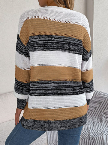 Striped Open Front Cardigan