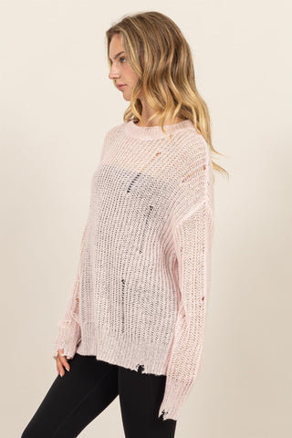 HAVE Distressed Long Sleeve Knit Top