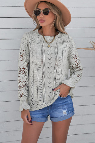 Lantern Sleeve Dropped Shoulder Sweater