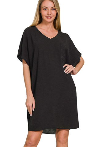 V-Neck Tee Dress with Pockets