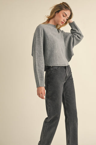 Mable Round Neck  Sleeve Cropped Sweater