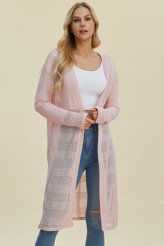 Full Size Open Front Longline Cardigan