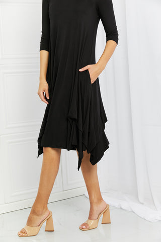 Full Size Pick-up Hem Asymmetric Midi Dress