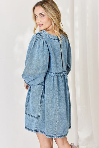 Full Size Oversized Denim Baby doll Dress