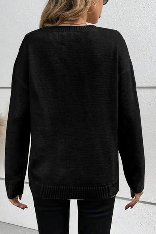 BOO, Round Neck Long Sleeve Sweater