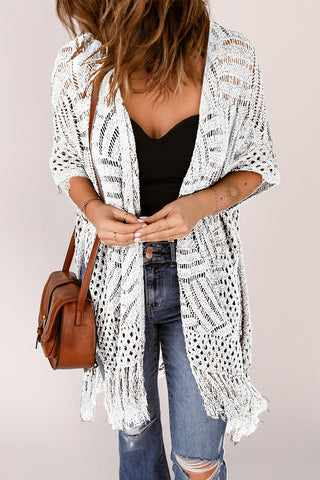 Open Front Cardigan with Fringes