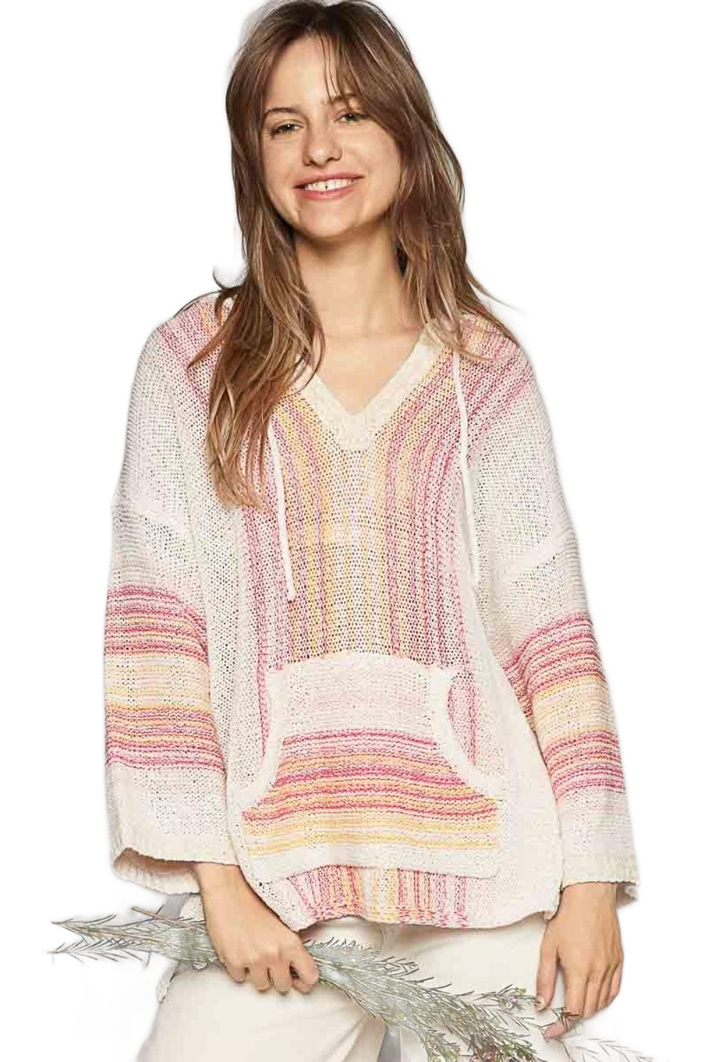 Striped Hooded Long Sleeve Sweater