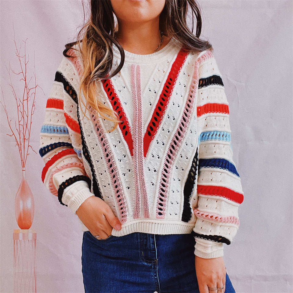 Striped  Round Neck Sweater