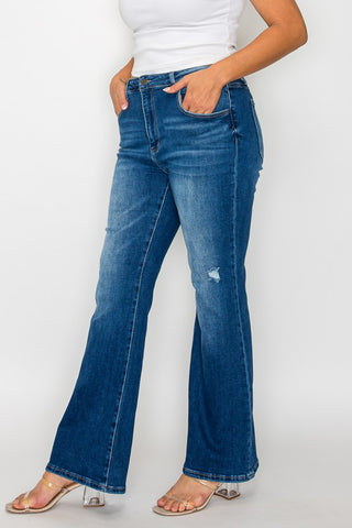 Full Size High Rise Boot cut Jeans with Pockets