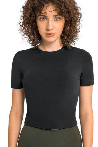 Round Neck Short Sleeve Yoga Tee