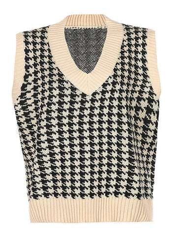 Hounds tooth V-Neck Sweater Vest