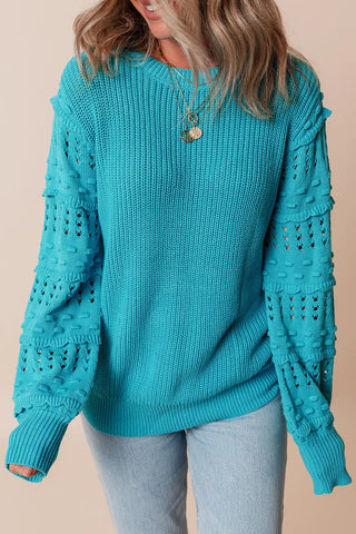 Frill Round Neck Long Sleeve Sweater