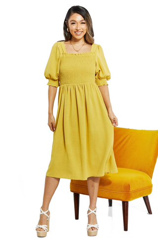 Full Size Love You Forever Square Neck Midi Dress