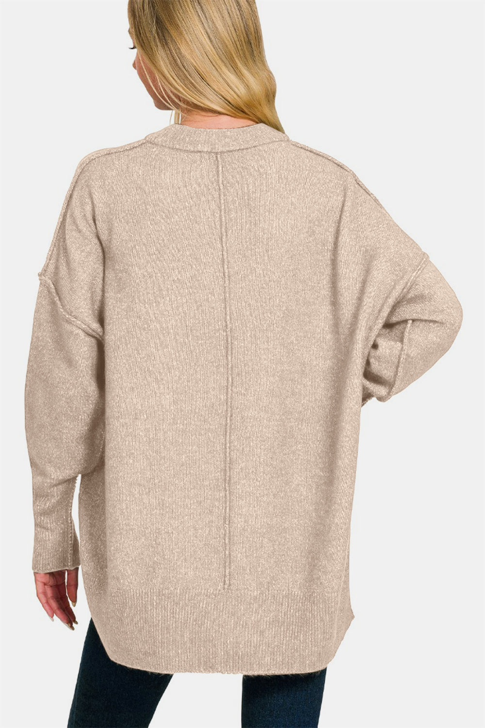 High-Low Hem Drop Shoulder Sweater