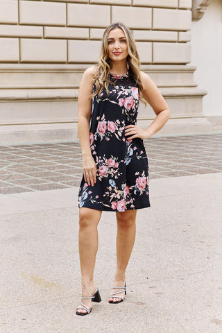 Full Size Foral Lace Detail Sleeveless Dress