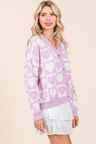 Photoshop Checkered Heart Button Down Cardigan