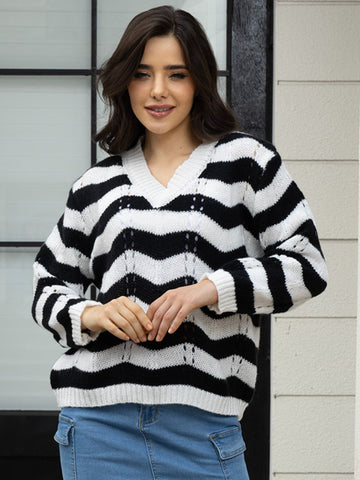 Striped V-Neck Sweater