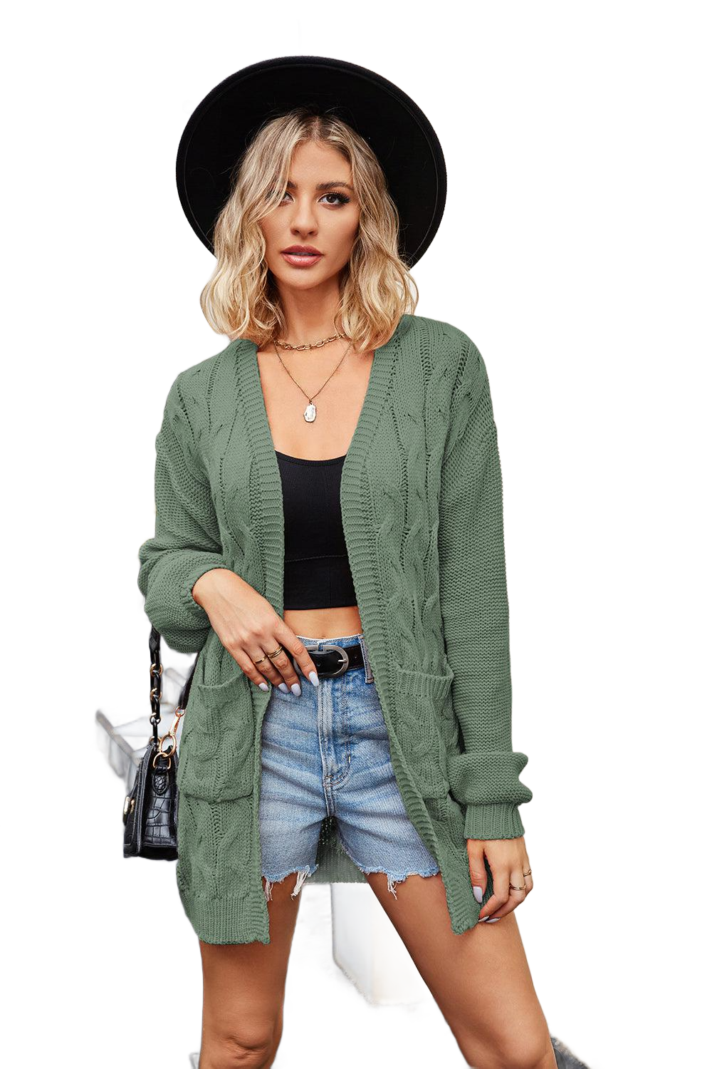 Open Front Cardigan with Pockets