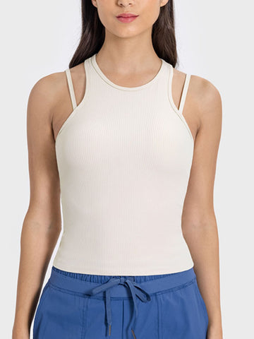 Cutout Round Neck Racer back Active Tank