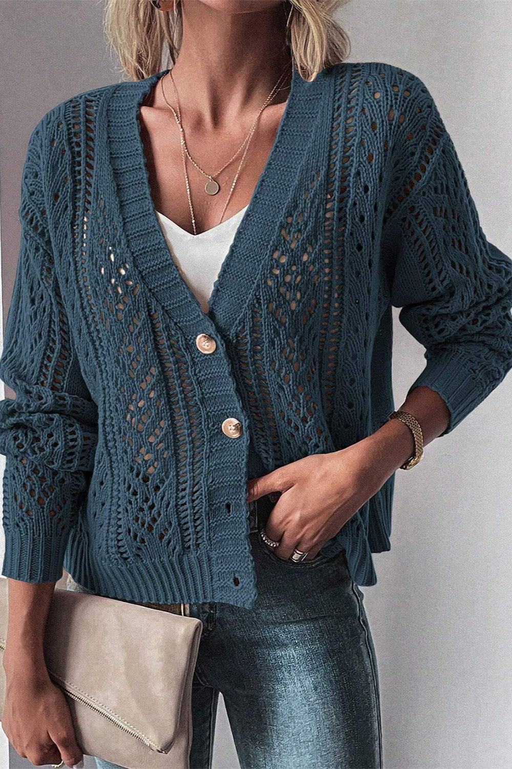 Button Up Long Sleeve Cardigan