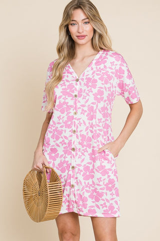 Floral Button Down Mini Dress