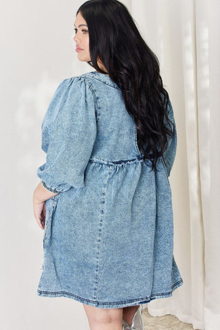 Full Size Oversized Denim Baby doll Dress