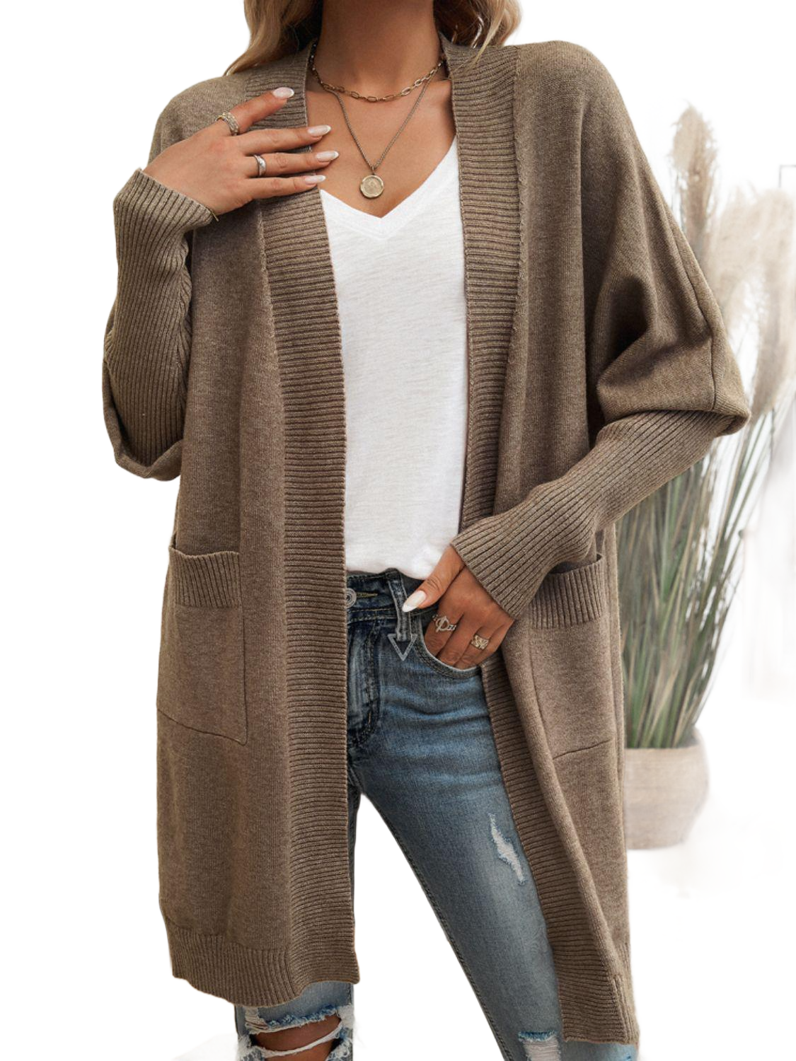 Open Front Long Sleeve Cardigan