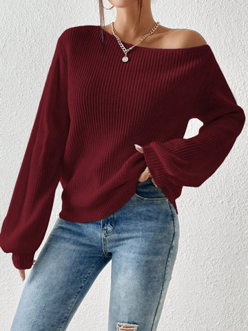 Single Shoulder Long Sleeve Sweater