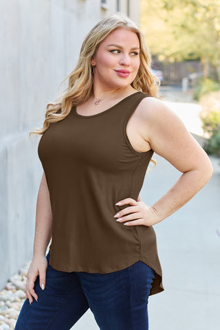 Full Size Round Neck Curved Hem Tank