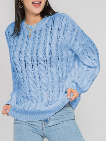 Round Sleeve Cable-Knit Sweater