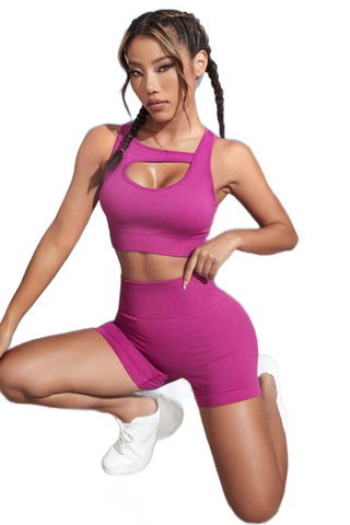 Cutout Crop Top and Sports Shorts Set