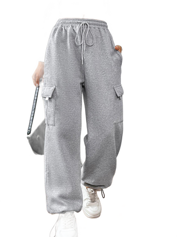 Drawstring Elastic Waist Joggers with Pockets