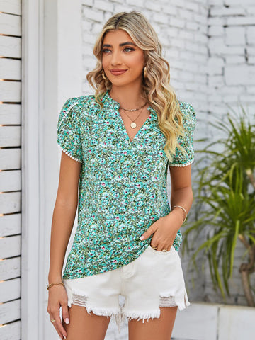 Floral Notched Neck Blouse