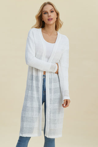 Full Size Open Front Longline Cardigan