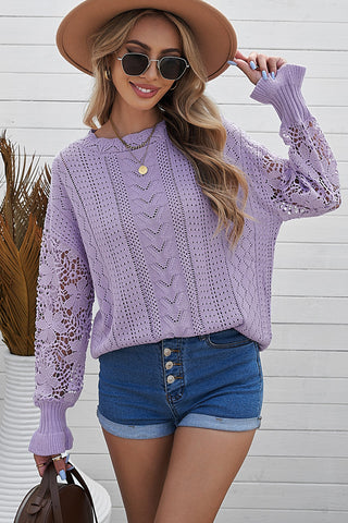 Lantern Sleeve Dropped Shoulder Sweater